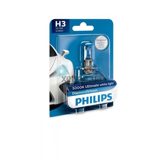 Лампа галогенная Philips H3 Diamond Vision, 5000K, 1шт/блистер 12336DVB1