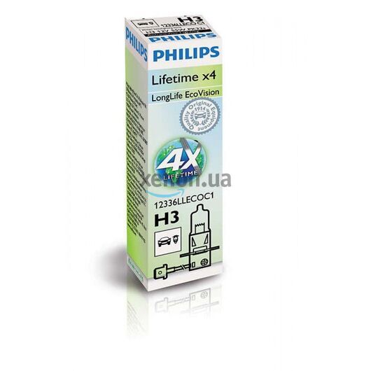  Лампа галогенна Philips H3 LongLife EcoVision, 1шт/картон 12336LLECOC1