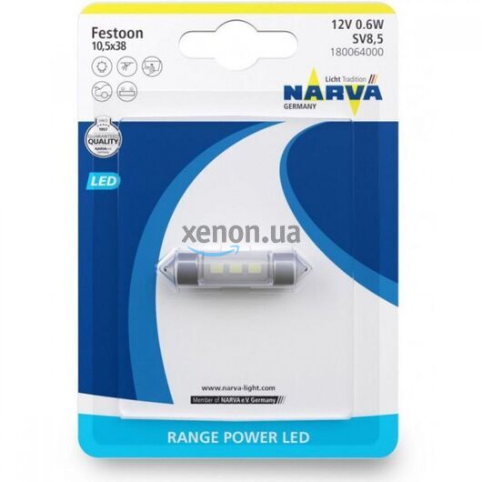 Габариты LED Narva 180064000 10,5х38 SV8.5 LED 12V 0.6W 6000K