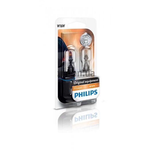 Лампа накаливания Philips W16W, 2шт/блистер 12067B2