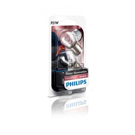 Лампа накаливания Philips P21W VisionPlus, 2шт/блистер 12498VPB2