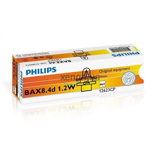 Лампа накаливания Philips BAX B8.4d Light Blue, 10шт/картон 12623CP