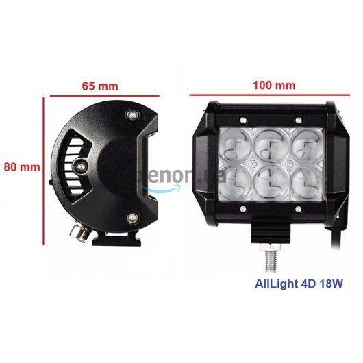 Светодиодная фара AllLight 4D-18W 6 chip cree spot 9-30V (дальний свет) 