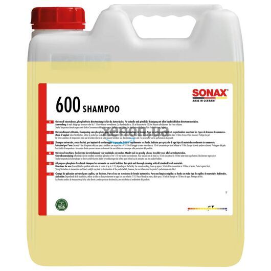 SONAX Shampoo автошампунь с повышенным пенообразованием и смягчителем воды 10 л, Объем: 10 л, Запах: Без запаха 