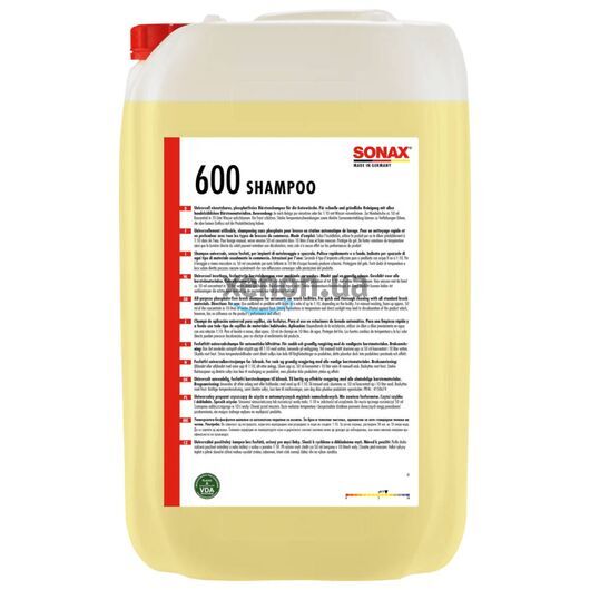SONAX Shampoo автошампунь с повышенным пенообразованием и смягчителем воды 25 л, Объем: 25 л, Запах: Без запаха 