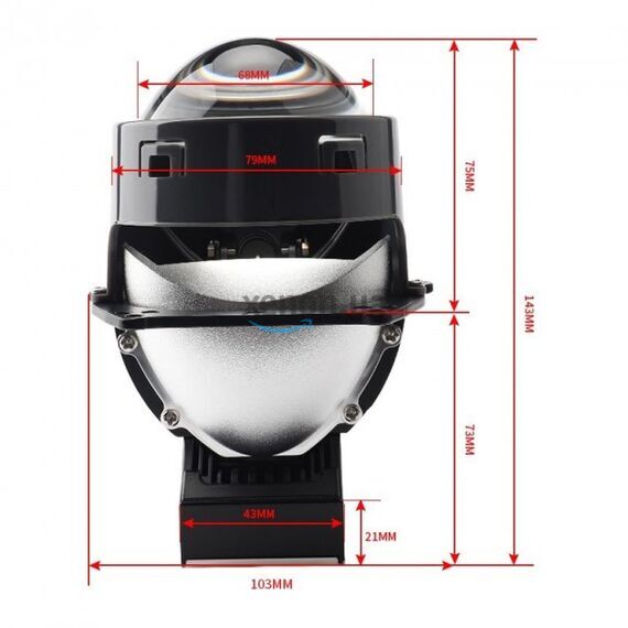 PLUTON BI-LED 3" 60/65W 5500K широкоформатные автомобильные линзы комплект 2 шт , изображение 4