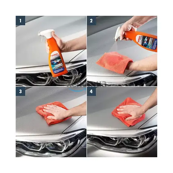 Набір серветок з мікрофібри для кузова, червоні, 2 шт., 40x40 см, Sonax Microfibre Cloths Outside (416241), зображення 6