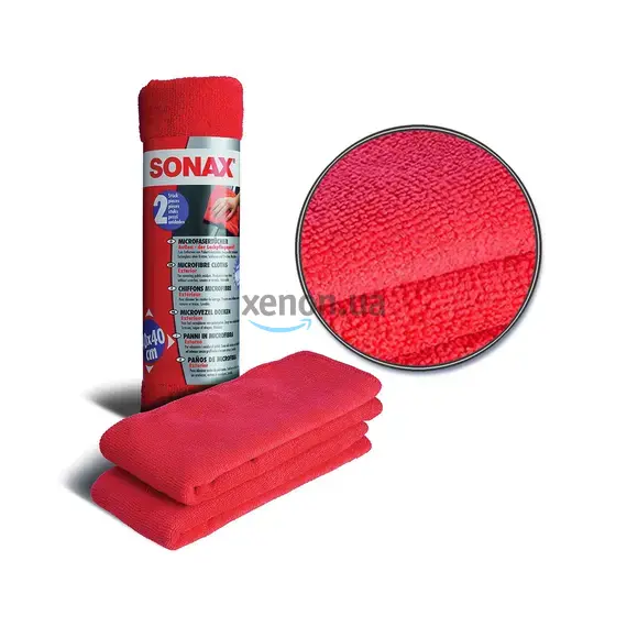 Набір серветок з мікрофібри для кузова, червоні, 2 шт., 40x40 см, Sonax Microfibre Cloths Outside (416241), зображення 5