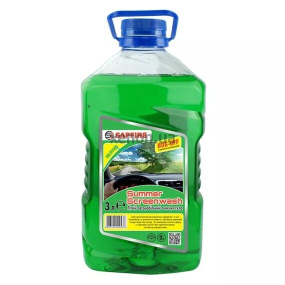 Омыватель стекла летний, 3 л, Sapphire SUMMER SCREENWASH (яблоко) (400533) 