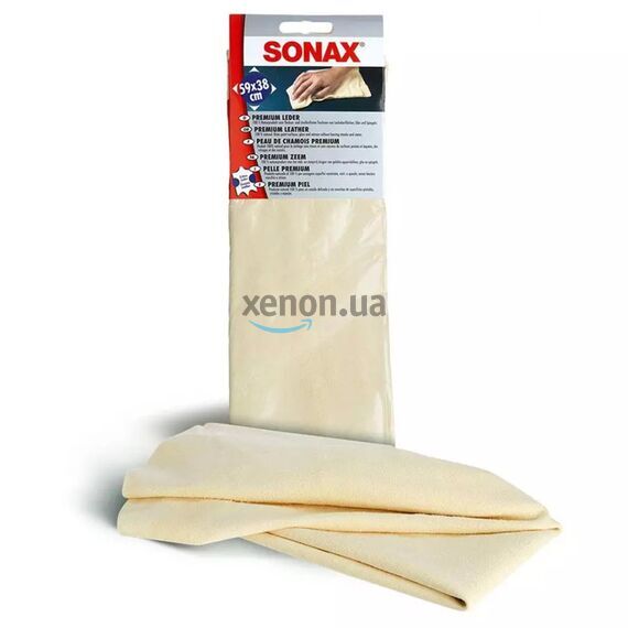 Салфетка из натуральной кожи премиум-класса, 59x38 см, Sonax Premiumleder (416300) 