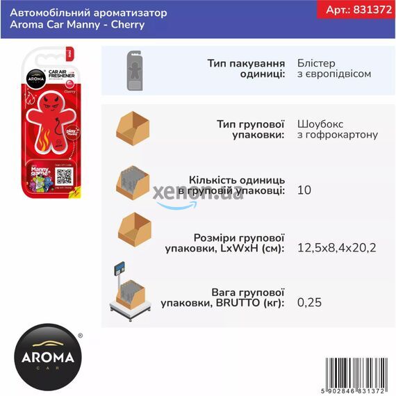 Ароматизатор Aroma Car Manny Cherry: сочный аромат вишни , изображение 3