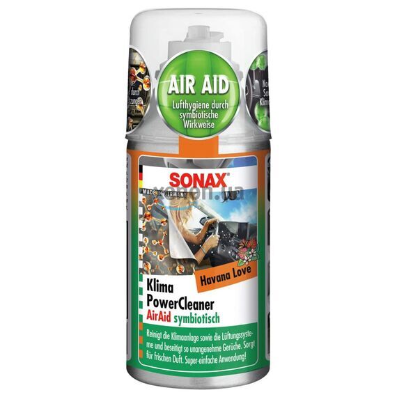 Очиститель кондиционера антибактериальный с ароматом Havana Love SONAX Klima Power Cleaner AirAid, 100 мл (323800) , изображение 2 Очиститель кондиционера антибактериальный с ароматом Havana Love SONAX Klima Power Cleaner AirAid, 100 мл (323800) , изображение 2