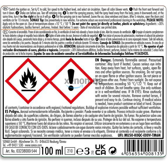 Очиститель кондиционера антибактериальный с ароматом Havana Love SONAX Klima Power Cleaner AirAid, 100 мл (323800) , изображение 5 Очиститель кондиционера антибактериальный с ароматом Havana Love SONAX Klima Power Cleaner AirAid, 100 мл (323800) , изображение 5