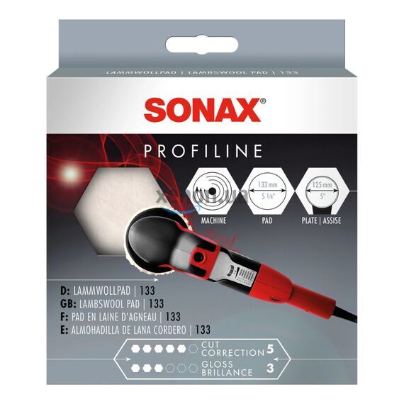 Полировальный круг SONAX PROFILINE Lammwollpad 133 (493141) – овечья шерсть, 133 мм , изображение 2