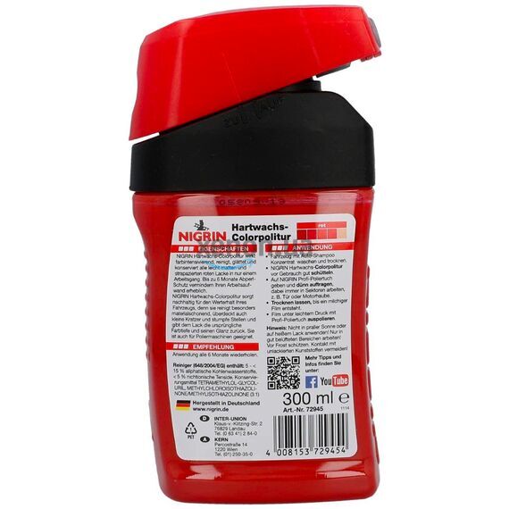 NIGRIN Hartwachs-Colorpolitur Rot красный одношаговый полироль с PTFE 300 мл, Цвет: Красный, Объем: 300 мл , изображение 2