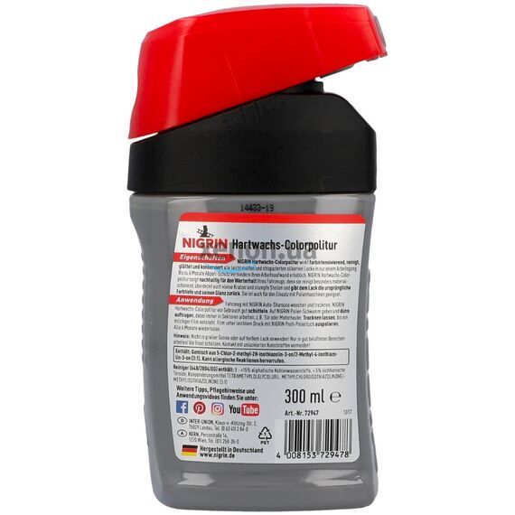 NIGRIN Hartwachs-Colorpolitur Silber серый (серебристый) одношаговый полироль с PTFE 300 мл, Цвет: Серый, Объем: 300 мл , изображение 2