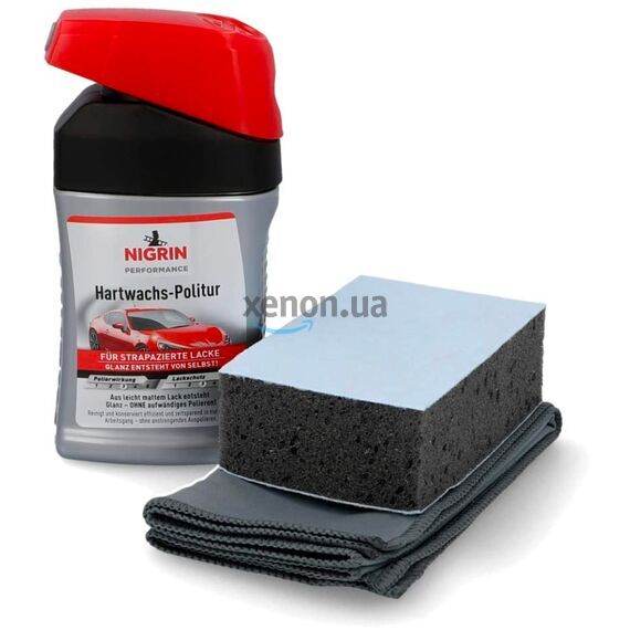 NIGRIN Performance Hartwachs-Politur Turbo универсальная восковая полироль в наборе 300 мл , изображение 3