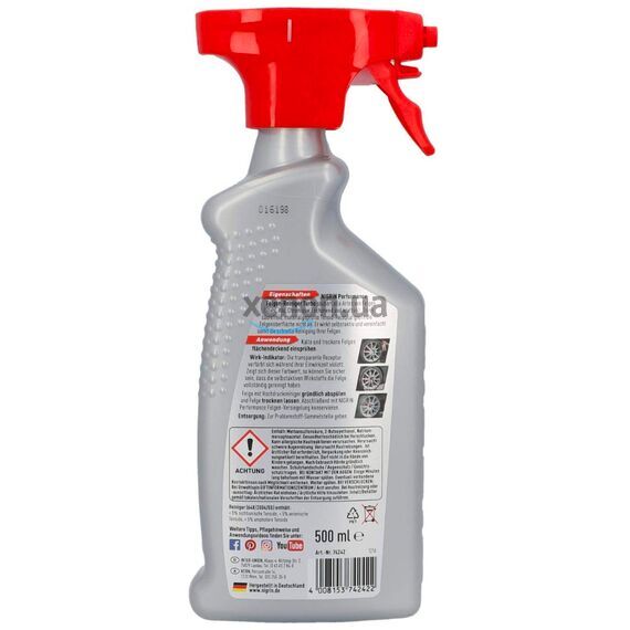 NIGRIN Performance Felgen-Reiniger Turbo бескислотный очиститель дисков с индикатором 500 мл , изображение 2