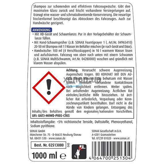 SONAX XTREME Foam +Seal автошампунь с силантом и концентрированной пеной 1 л , изображение 4