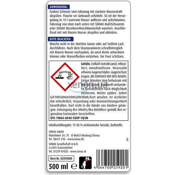SONAX XTREME Ceramic ActiveShampoo керамічний автошампунь 500 мл, зображення 4 SONAX XTREME Ceramic ActiveShampoo керамічний автошампунь 500 мл, зображення 4