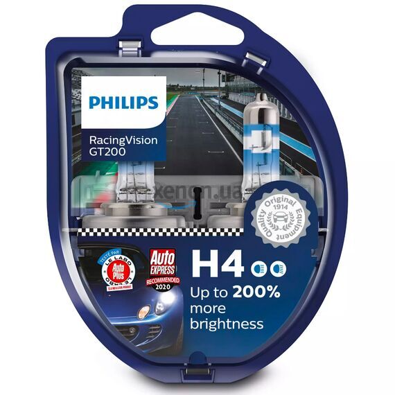 PHILIPS RacingVision GT200 +200% H4 60/55W 3600K комплект 2 шт , изображение 4