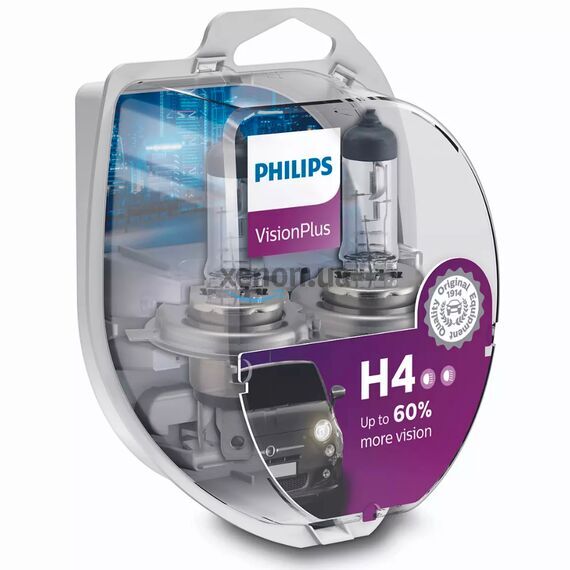 PHILIPS VisionPlus +60% H4 60/55W 3200K комплект 2 шт 
