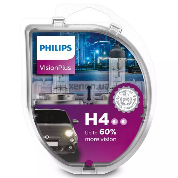 PHILIPS VisionPlus +60% H4 60/55W 3200K комплект 2 шт , изображение 2