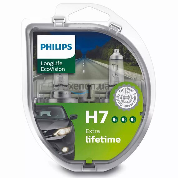 PHILIPS LongLife EcoVision 4x H7 55W 3100K комплект 2 шт , изображение 2