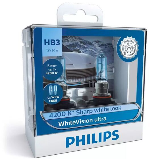 PHILIPS WhiteVision ultra +60% HB3 60W 3800K комплект 2 шт 