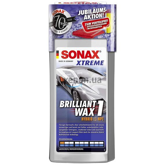 SONAX XTREME Brilliant Wax 1 Hybrid NPT финишный полироль с воском 500 мл в наборе , изображение 2