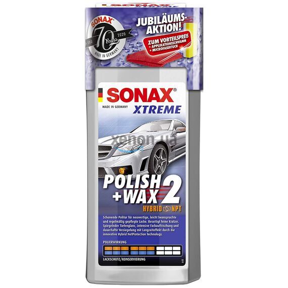 SONAX XTREME Polish +Wax 2 Hybrid NPT универсальная полироль с воском 500 мл в наборе , изображение 2