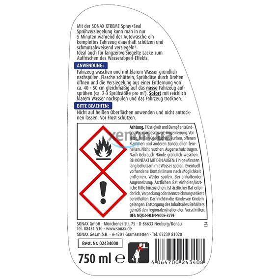 SONAX XTREME Spray +Seal (Protect) быстрый герметик кузова с силантом и блеском 750 мл , изображение 5 SONAX XTREME Spray +Seal (Protect) быстрый герметик кузова с силантом и блеском 750 мл , изображение 5
