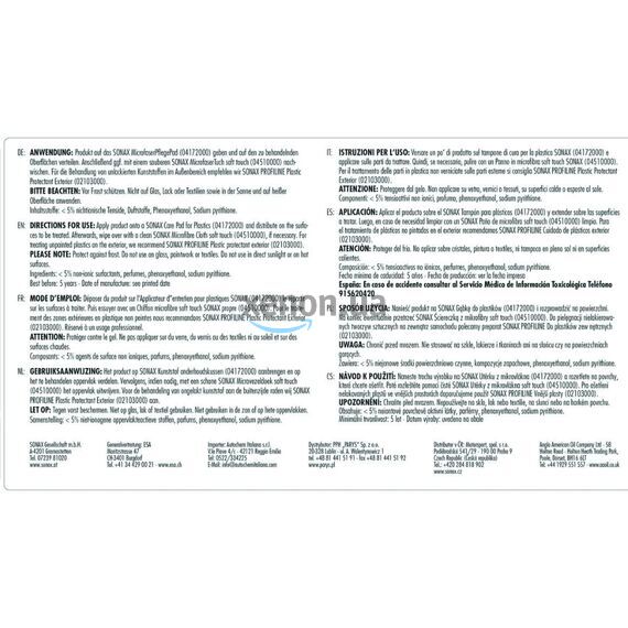 SONAX PROFILINE Sensitive Surface Detailer (Plastic Cleaner) мягкий (деликатный) очиститель пластика 1 л , изображение 3 SONAX PROFILINE Sensitive Surface Detailer (Plastic Cleaner) мягкий (деликатный) очиститель пластика 1 л , изображение 3