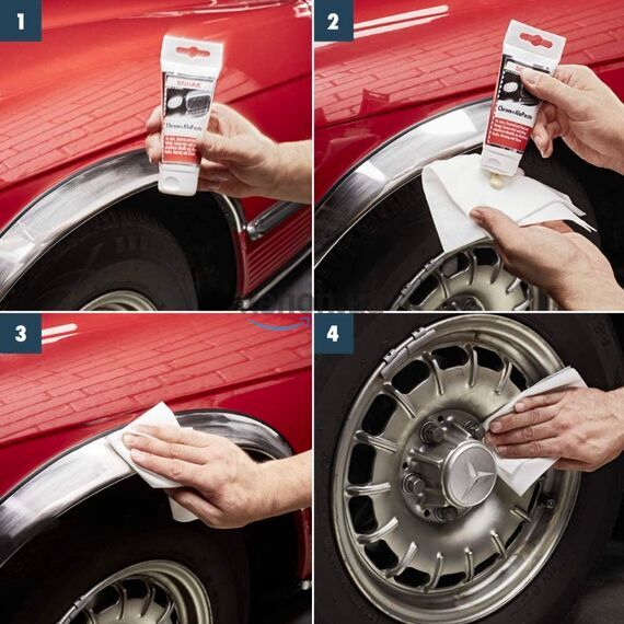 SONAX Chrome+ AluPaste поліроль для хрому, алюмінію, латуні 75 мл, зображення 4