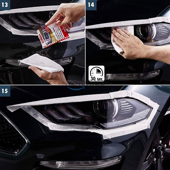 SONAX Headlight Restoration Kit набор для реставрации и защиты пластиковых фар 89 мл , изображение 6