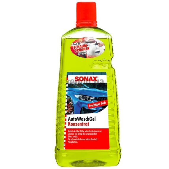SONAX AutowaschGel Konzentrat нежный автошампунь концентрат для мойки авто с фруктовым ароматом 2 л, Объем: 2 л, Запах: Fruit 