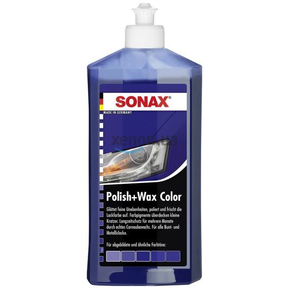 SONAX Polish +Wax Color синий полироль тефлон с воском 500 мл, Цвет: Синий, Объем: 500 мл , изображение 2