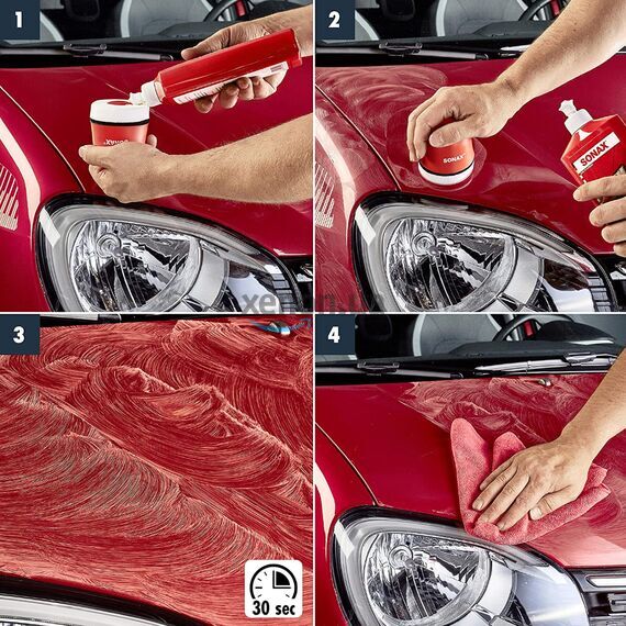 SONAX Polish +Wax Color червоний поліроль тефлон з воском 500 мл, Колір: Червоний, Обʼєм: 500 мл, зображення 3