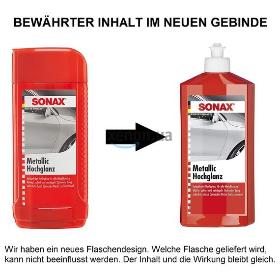 SONAX Metallic High Gloss полироль металлик тефлон с воском 500 мл, Объем: 500 мл , изображение 5