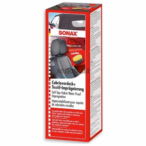 SONAX Soft Top + Fabric Water Proof Impregnation засіб для захисту м'якого даху кабріолета із аплікатором 250 мл, зображення 2