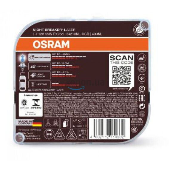 Лампа галогенна OSRAM 64210NB H7 Night Breaker LASER NB +200% 55W 12V PX26d HardDuopet, зображення 5