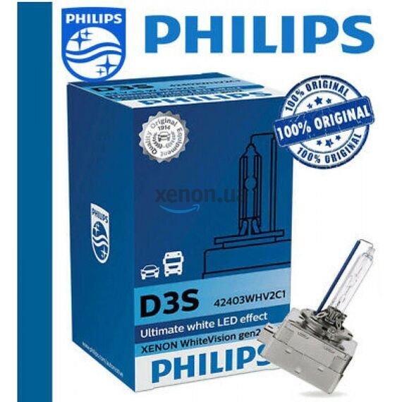 Лампа ксеноновая PHILIPS D3S 42403WHV2C1 WhiteVision gen2 5000K , изображение 2