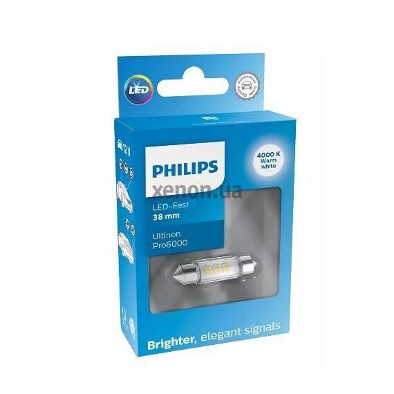 Philips Ultinon Pro6000 C5W 11854WU60X1 white 4000K блистер комплект 1 шт 