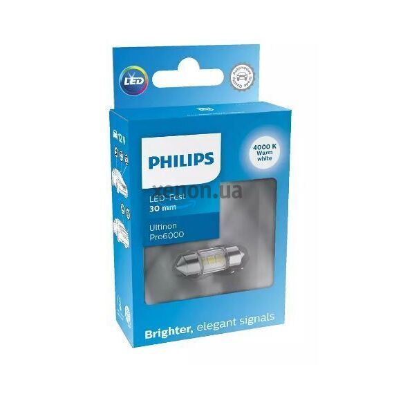 Philips Ultinon Pro6000 C5W 11860WU60X1 White 4000K блістер комплект 1 шт