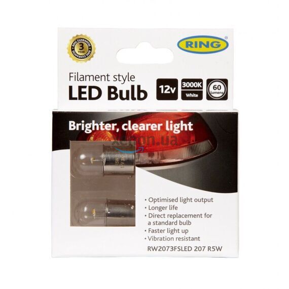 RING Filament R5W 207 RW2073FSLED 9644 White 0,5W 3000K комплект 2 шт, зображення 2