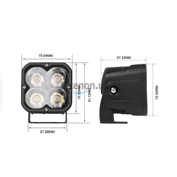 Светодиодная фара дальнего света Aled 3012 20W 6000K 6G3310 2шт. , изображение 6