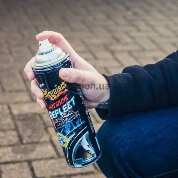 Meguiars Hot Shine Reflect Tire Shine спрей для чернения шин с эффектом мокрой резины 425 г , изображение 2