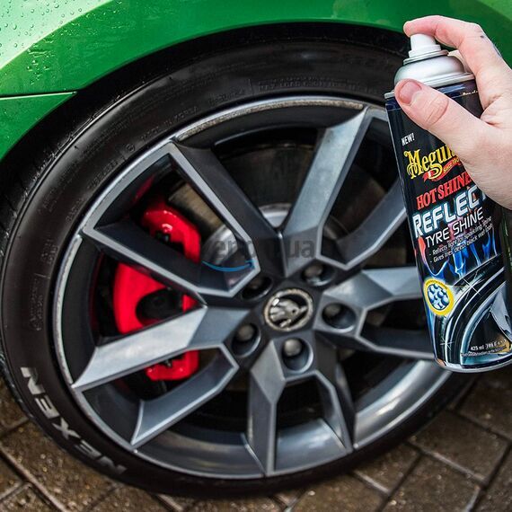 Meguiars Hot Shine Reflect Tire Shine спрей для чернения шин с эффектом мокрой резины 425 г , изображение 5