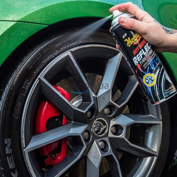 Meguiars Hot Shine Reflect Tire Shine спрей для чернения шин с эффектом мокрой резины 425 г , изображение 6