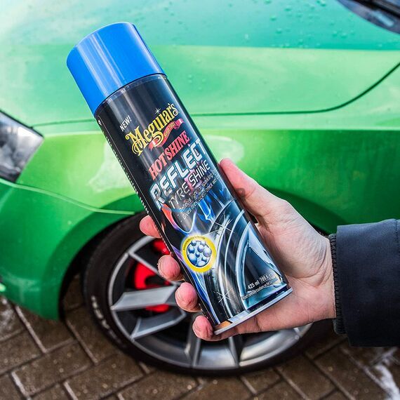 Meguiars Hot Shine Reflect Tire Shine спрей для чернения шин с эффектом мокрой резины 425 г , изображение 7